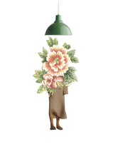 Load image into Gallery viewer, Figura humana que a partir de la cintura hacia arriba florece, encima de la figura una lámpara, metáfora de la luz que se necesita para florecer.